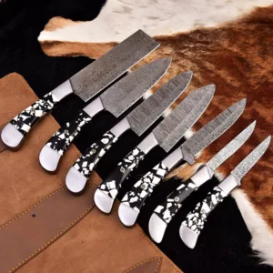 Hand-forged Damascus chef knife set