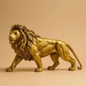 Regal lion sculpture decor