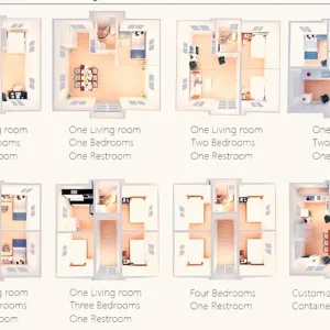 Portable Prefabricated Tiny Home to live in 13x20ft, Mobile Expandable Plastic Prefab House including toilet & shower inside for living, and used for Booth, Office, Guard House, Shop, Villa, Warehouse