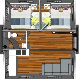 Portable Prefabricated Tiny Home to live in 13x20ft, Mobile Expandable Plastic Prefab House including toilet & shower inside for living, and used for Booth, Office, Guard House, Shop, Villa, Warehouse