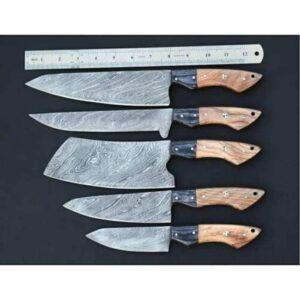 Handmade Damascus steel kitchen knife set