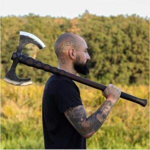Double-Bladed Viking Axe | Handcrafted Norse Battle Axe | Ancient Warrior Weapon | Custom Medieval Axe | Unique Collectible Gift