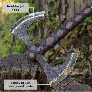 Double-Bladed Viking Axe | Handcrafted Norse Battle Axe | Ancient Warrior Weapon | Custom Medieval Axe | Unique Collectible Gift