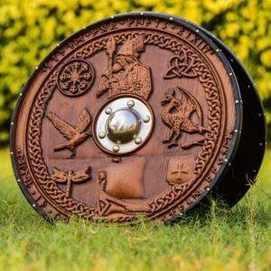 Handcrafted Viking Shield | Authentic Norse Mythology Wooden Round Shield