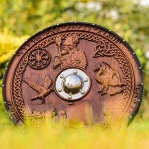 Handcrafted Viking Shield | Authentic Norse Mythology Wooden Round Shield
