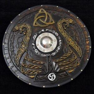 Viking Shield with Norse Runes & Celtic Knot Design