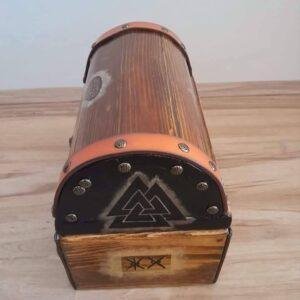 Viking Rune Wooden Treasure Chest | Thor’s Hammer Norse Storage Box