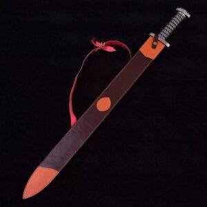 Hand-Forged Viking Sword | Damascus Steel Blade with Leather Scabbard