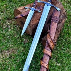 The Templar’s Resolve: Handcrafted Bastard Sword & Parrying Dagger Set