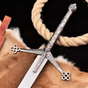 Hand-Forged Scottish Claymore Sword: Stainless Steel, Wooden Handle